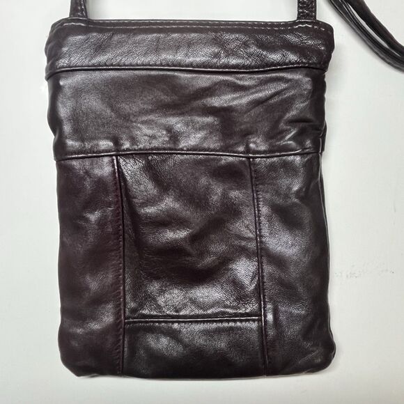 Vintage Mini Soft Brown Leather Crossbody Bag Zippered Pockets Made In Canada - Picture 2 of 11